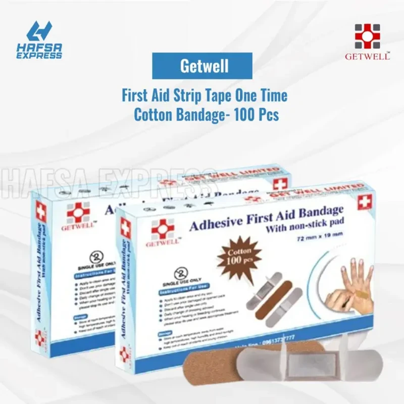 100 Pcs Getwell First Aid Strip Tape One Time Bandage - Image 3