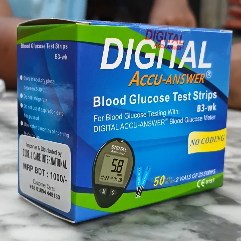 Accu-Answer Digital Blood Glucose Test Strips – 100pcs