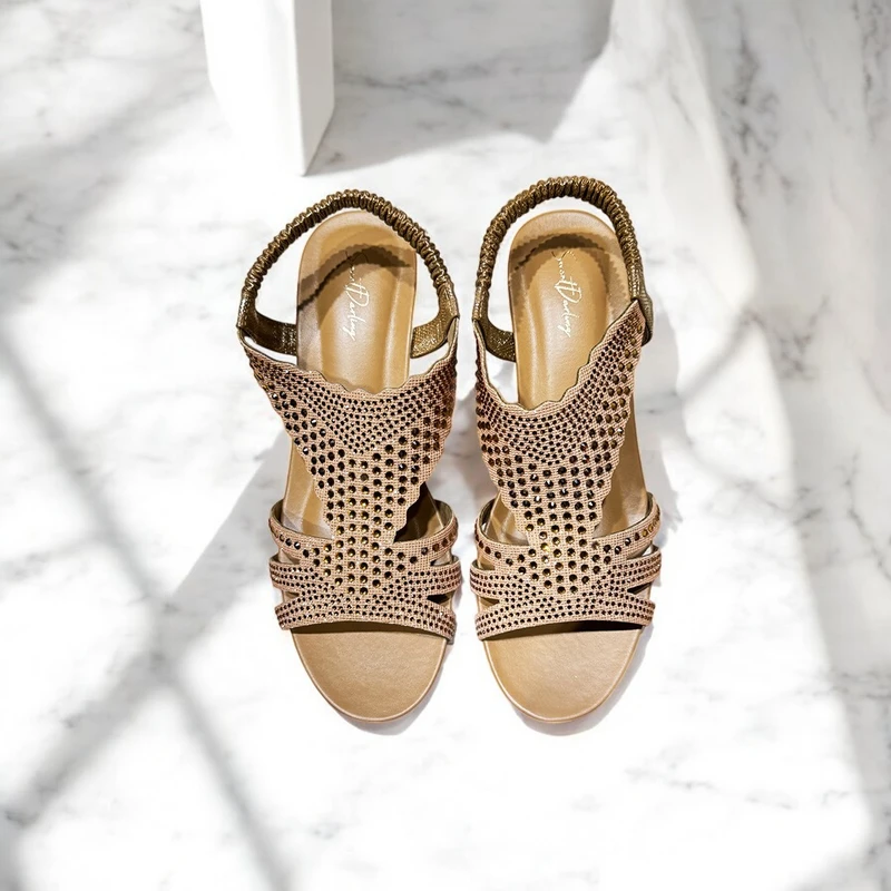 Rhinestone Wedge Heel Sandal-776 - Image 3