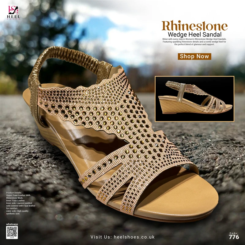 Rhinestone Wedge Heel Sandal-776 - Image 4