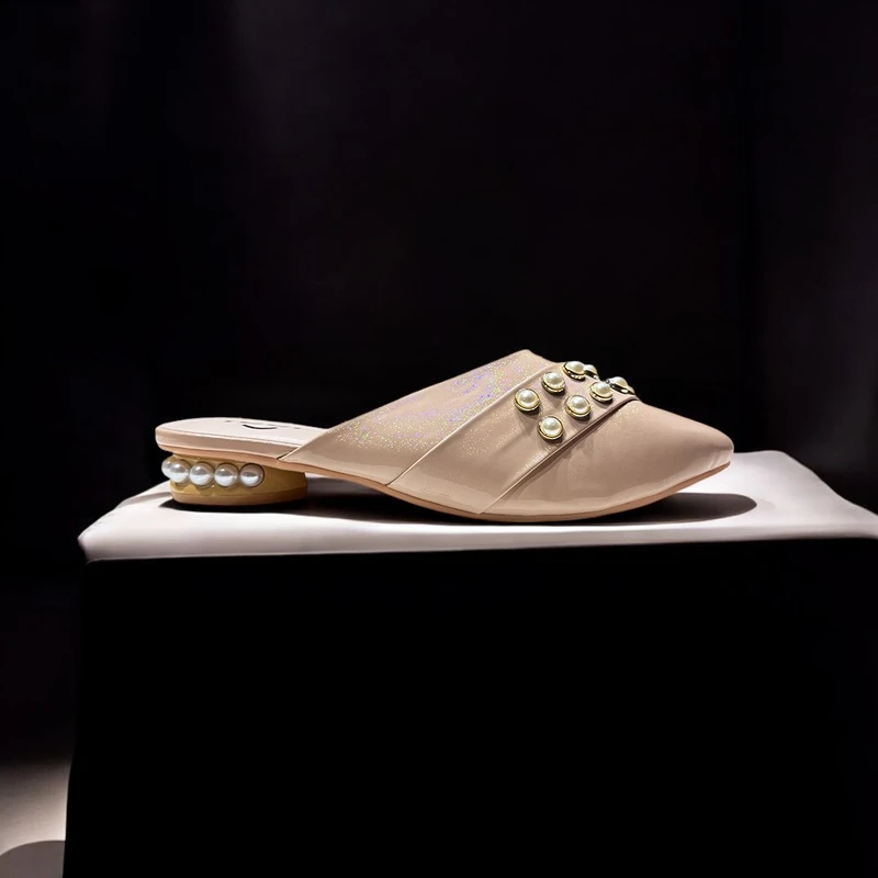 Nagra Semi Heel With Pearls-722