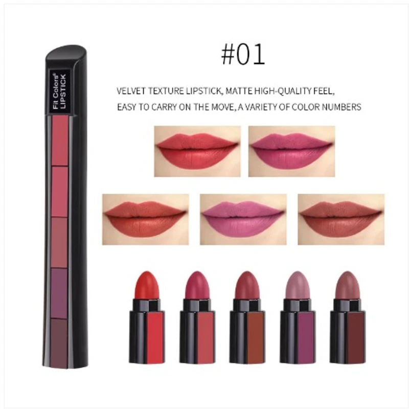 5 In 1 Matte Lipstick Kit Waterproof-Shade-01