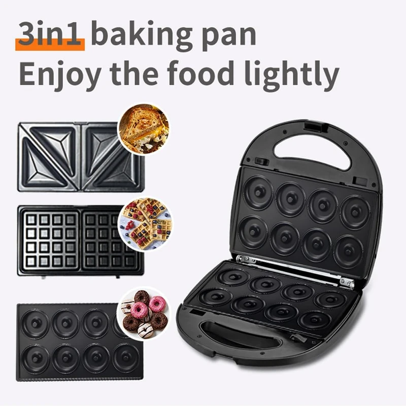 SOKANY 3-in-1 750W Sandwich, Waffle and Donut Maker - Image 3