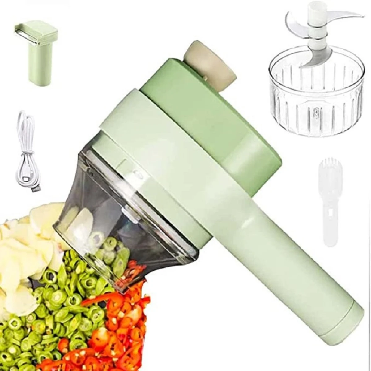 4 in 1 Portable Electric Vegetable Slicer Set Rechargeable Cordless Food Processor - Image 1