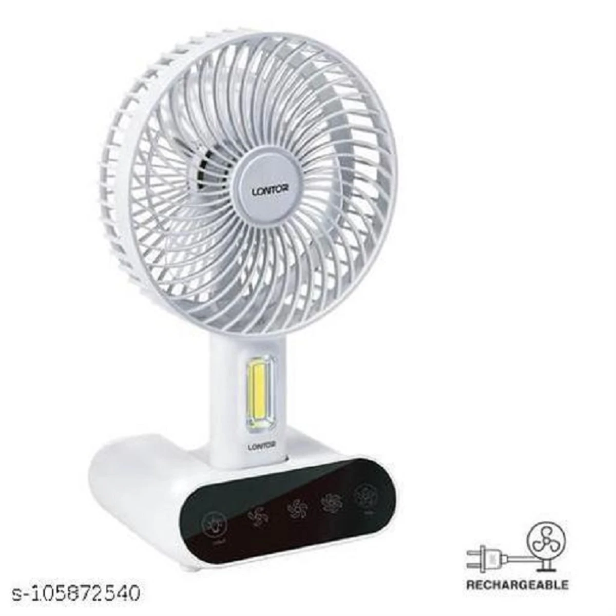 DP 7624 Rechargeable TableTouch Fan With Lamp USB Charging Portable Handheld 3 Gear Speed Desktop Mini Fan - Image 1