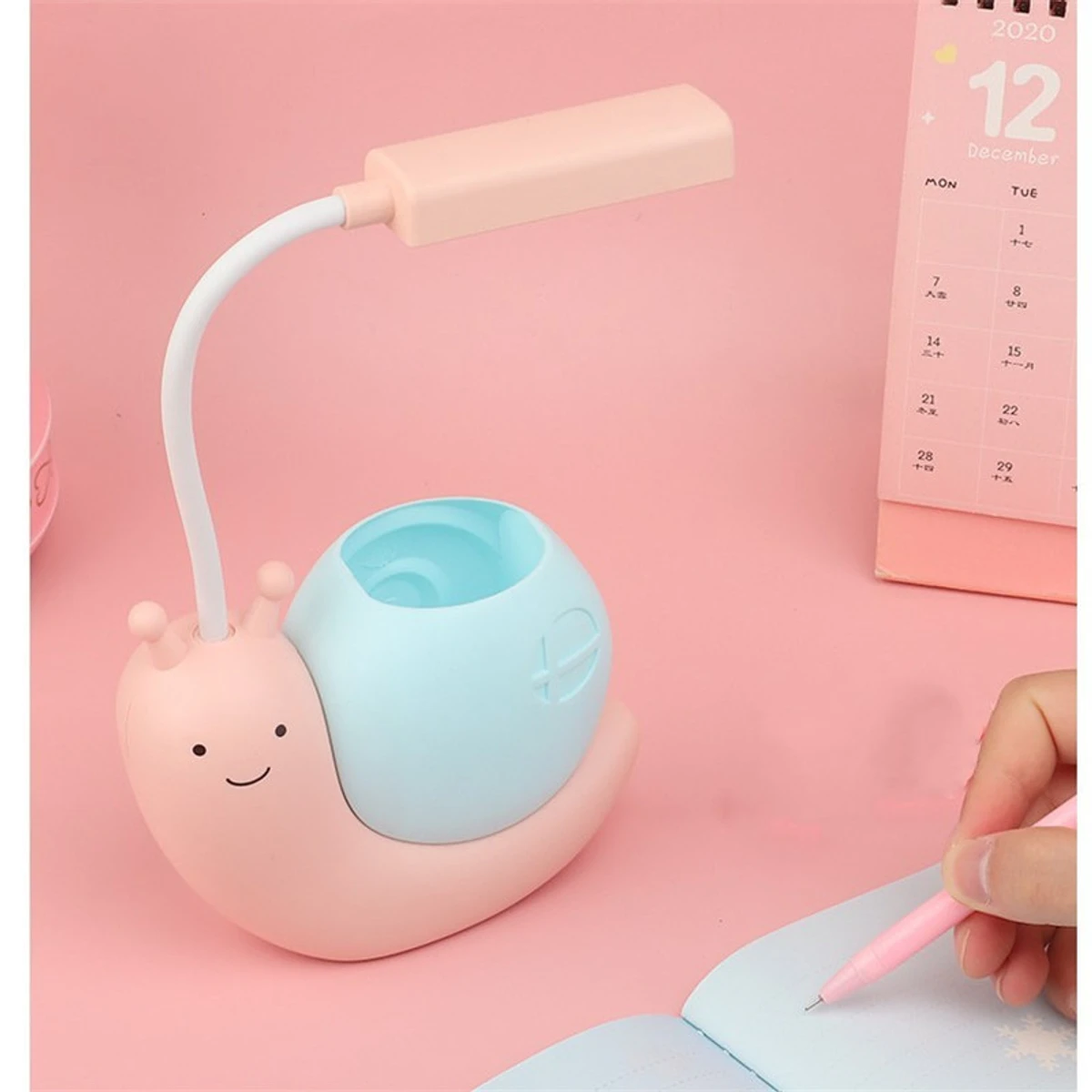 Snail Desk Lamp USB Charging Pen Holder Lamp Kid LED Night Light Reading Lamp With Pen Organizer Table Light