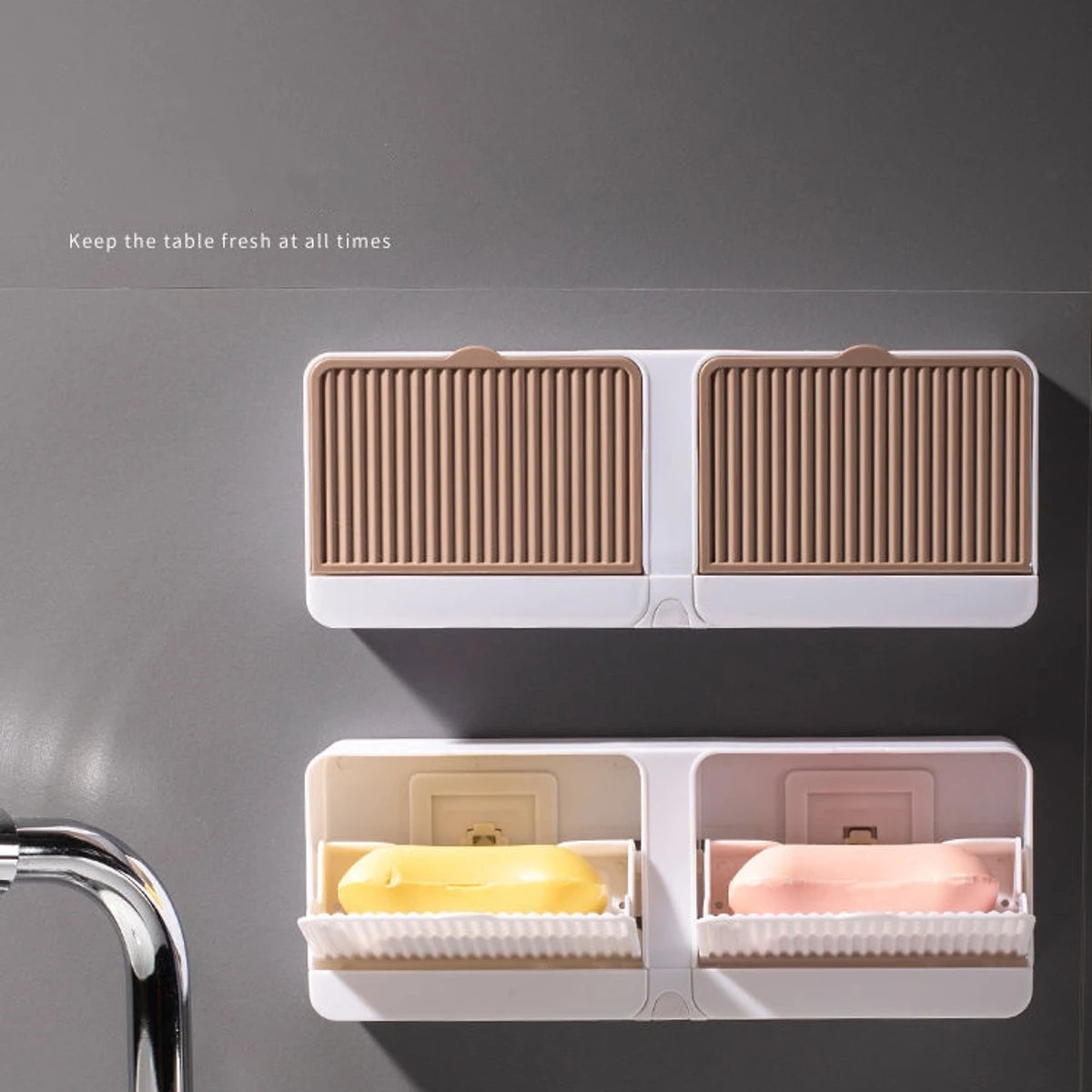 Creative Double Wall Hanging Soap Box With Lid Double Grids Draining Rack Soap Sponge Holder Organizer Bathroom Accessories - Image 1