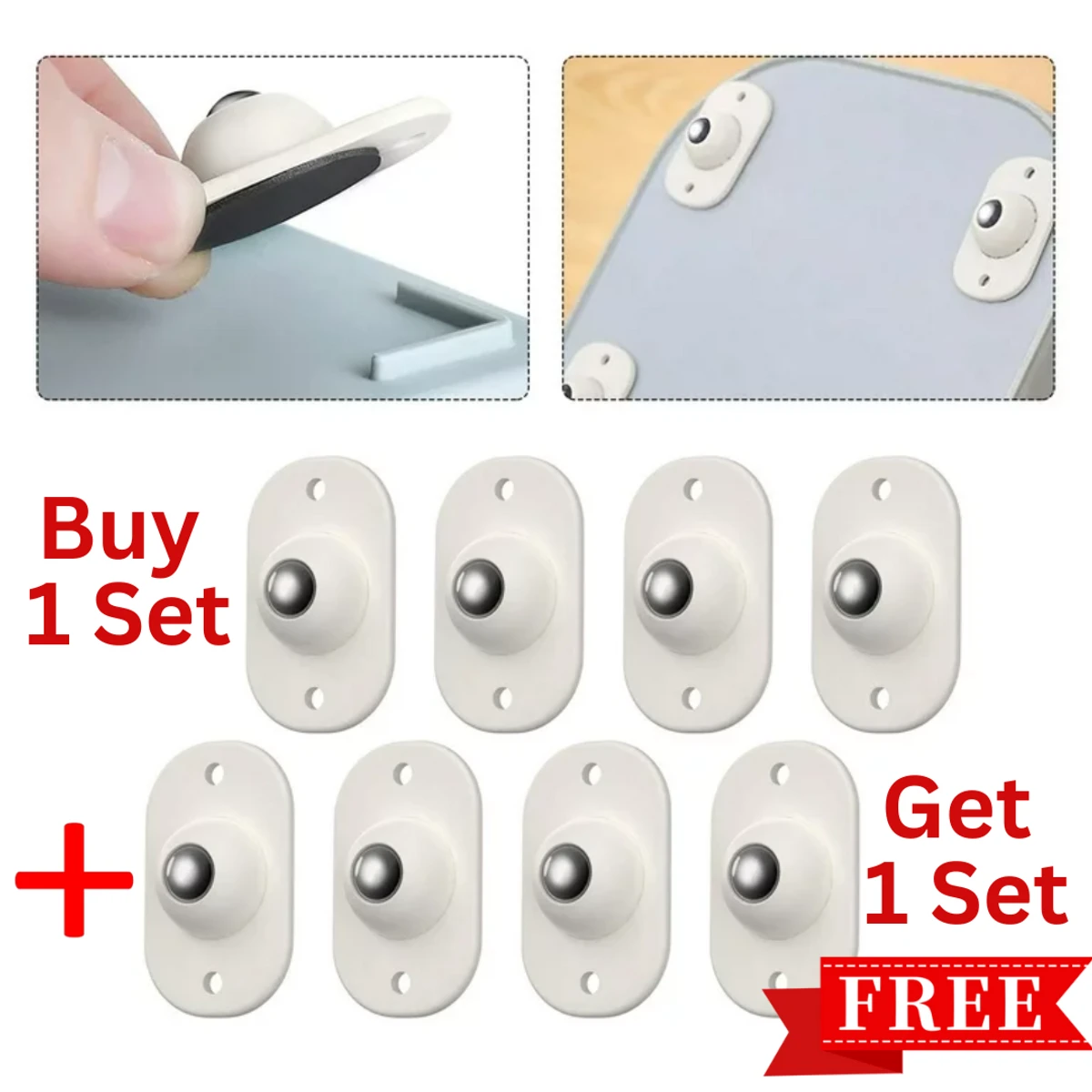 Mini Swivel 360° Rotatable Caster Wheels Self Adhesive Universal Wheels Boxes Small Furniture 4 Pcs - Image 1