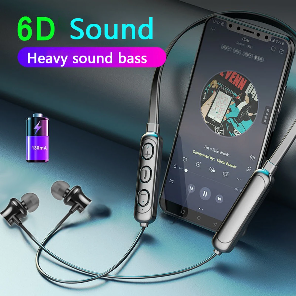 G02 Pro Wireless Bluetooth 5.0 Earphone Neckband Magnetic Headphones With Mic - Image 1