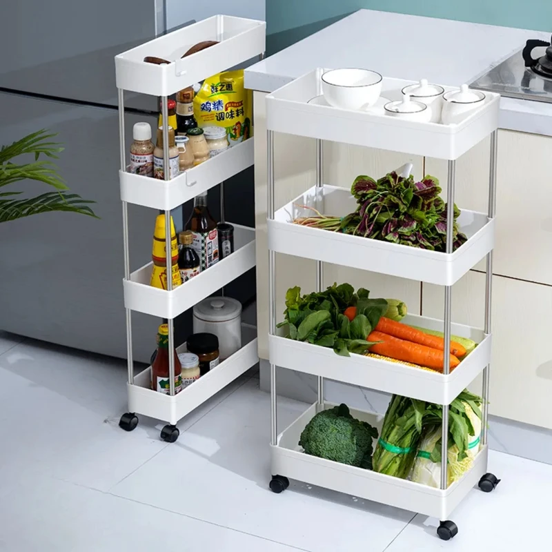 Narrow Type Multi Purpose Gap Storage  Trolly Rack Multifunctional Movable Gap Storage Cart