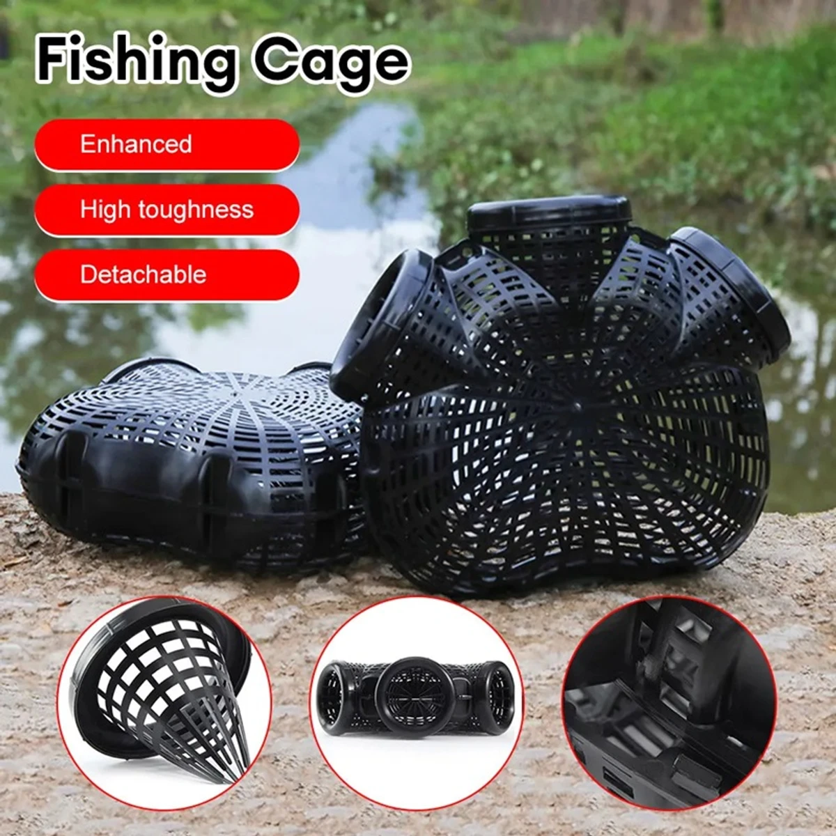 Outdoor Fishing Cage Basket Plastic Tackle Cage Crab Crayfish Shrimp Smelt Eels Traps Mesh Crayfish Catcher Casting Fishing Net - Image 1