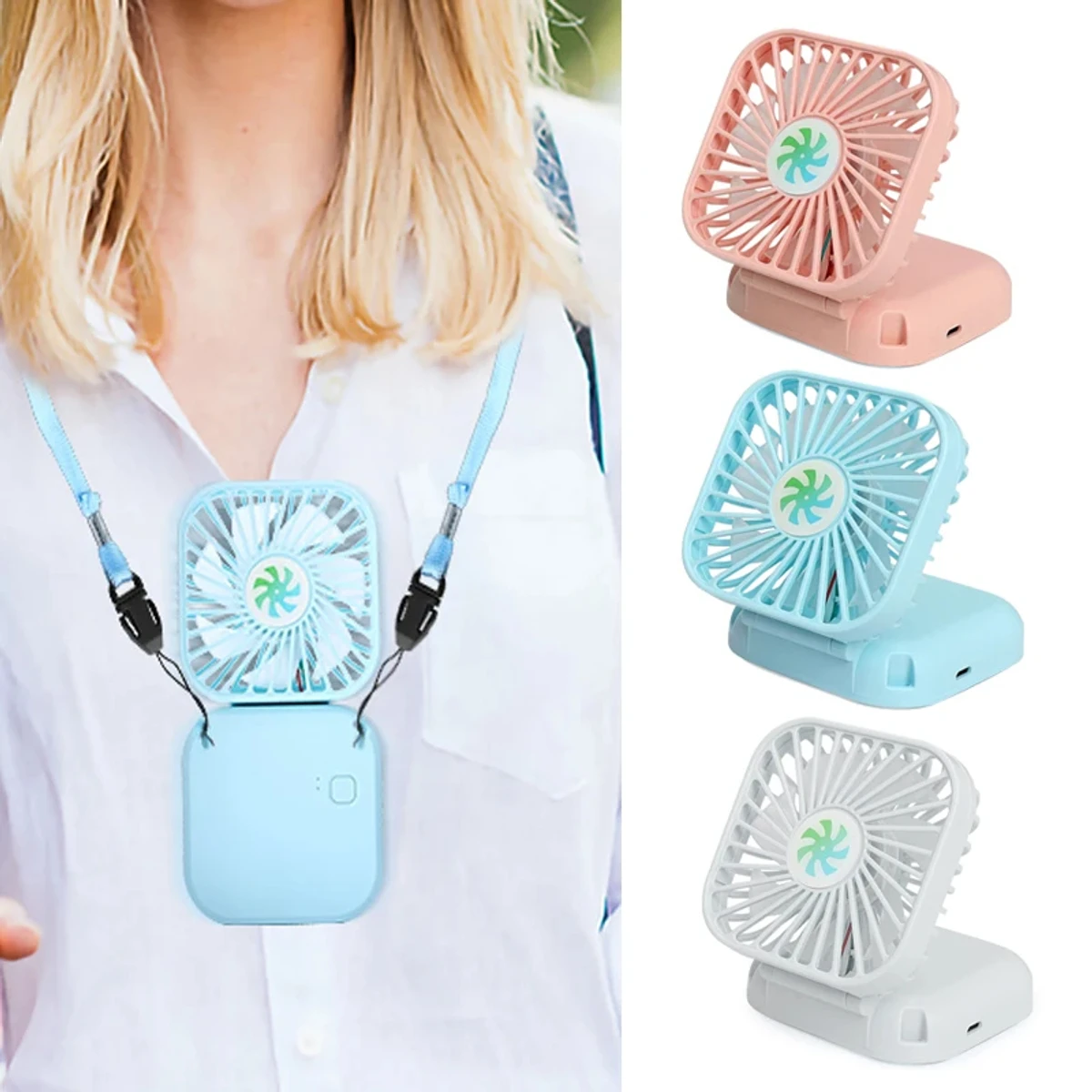 Multi Function Three Speed Hanging Mini Neck Fan