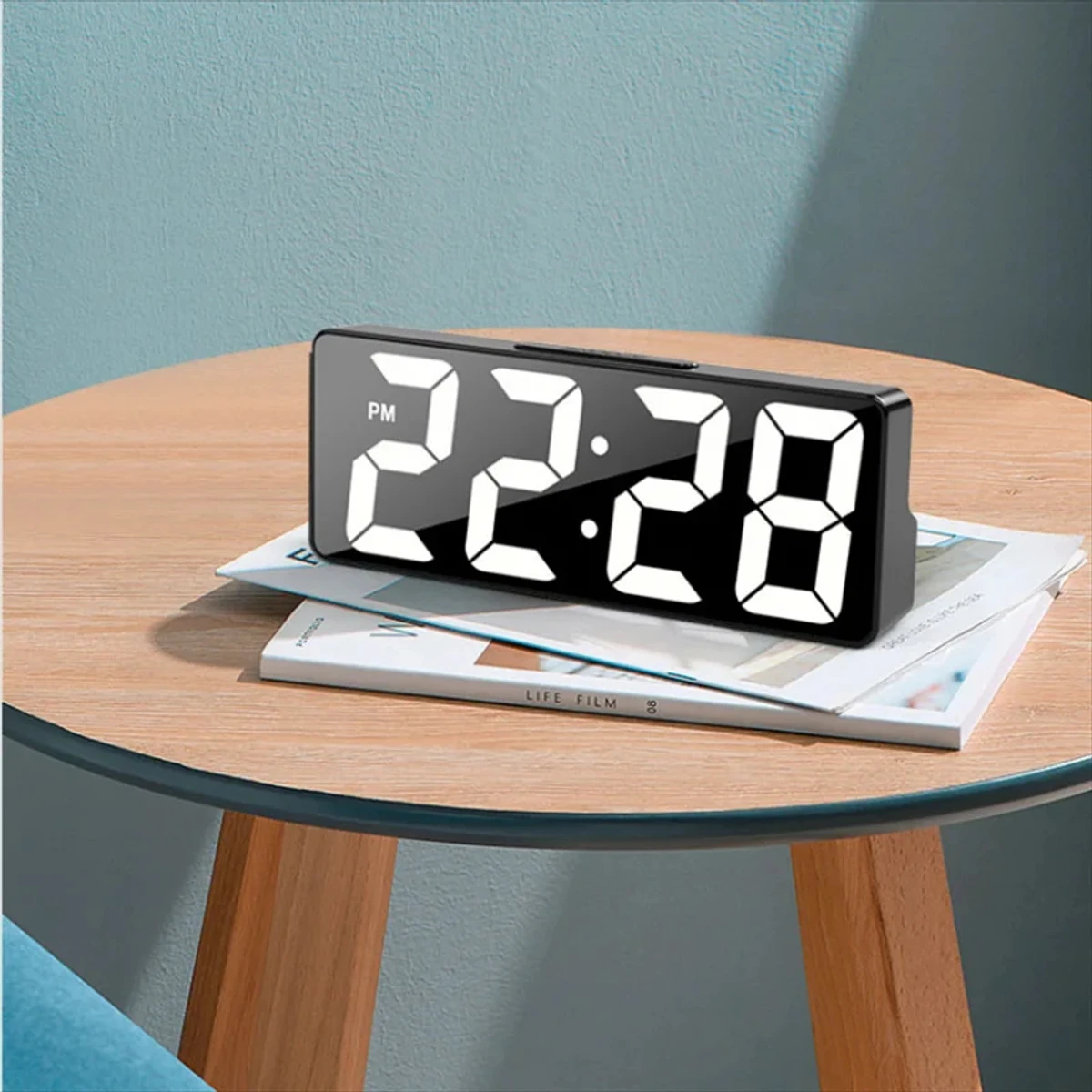 LED Mirror Digital Alarm Clock Table Clock Desktop Clock With Temperature Display - Image 1