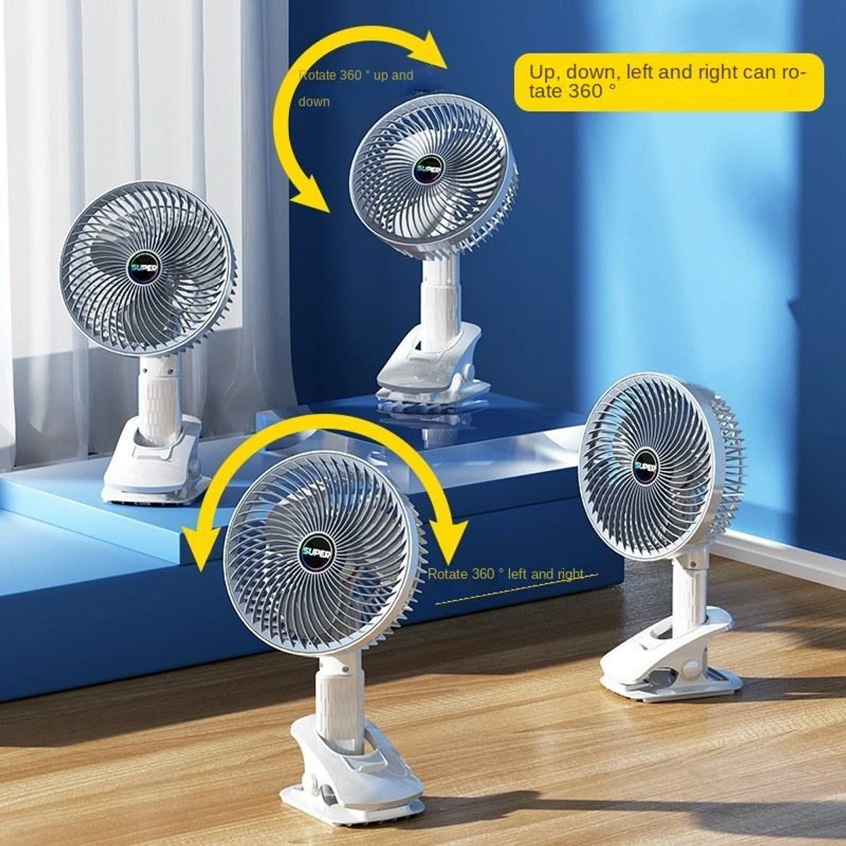 Mini Folding Fan 9 inch  Pedestal Standing Fan Portable Usb Rechargeable Tower Table Desk Stand Fan