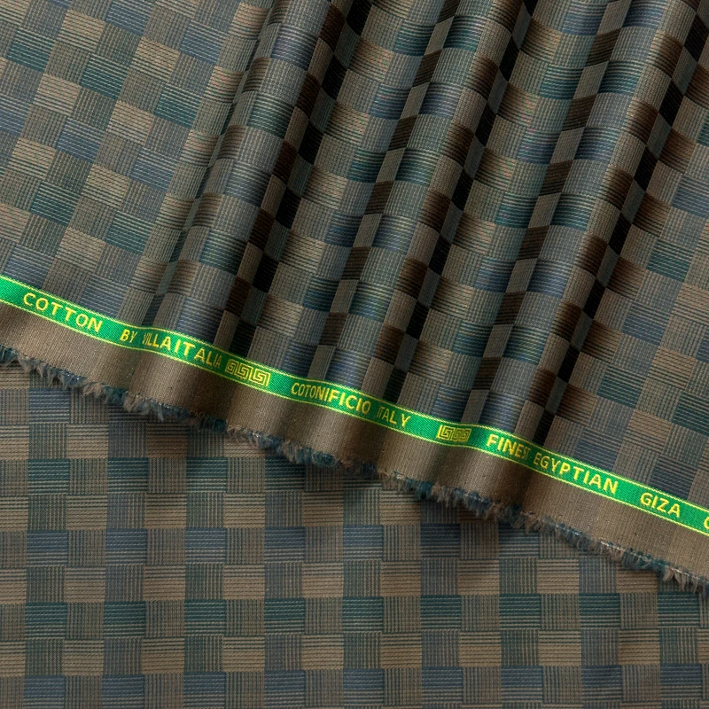 Villa Italia Luxury Shirting Fabrics Finest Giza Cotton (Greenish)