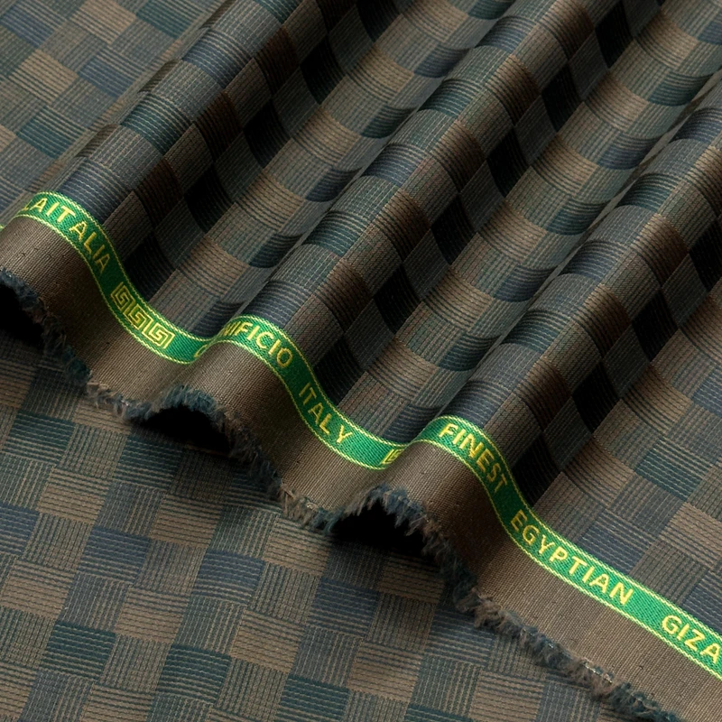 Villa Italia Luxury Shirting Fabrics Finest Giza Cotton (Greenish)