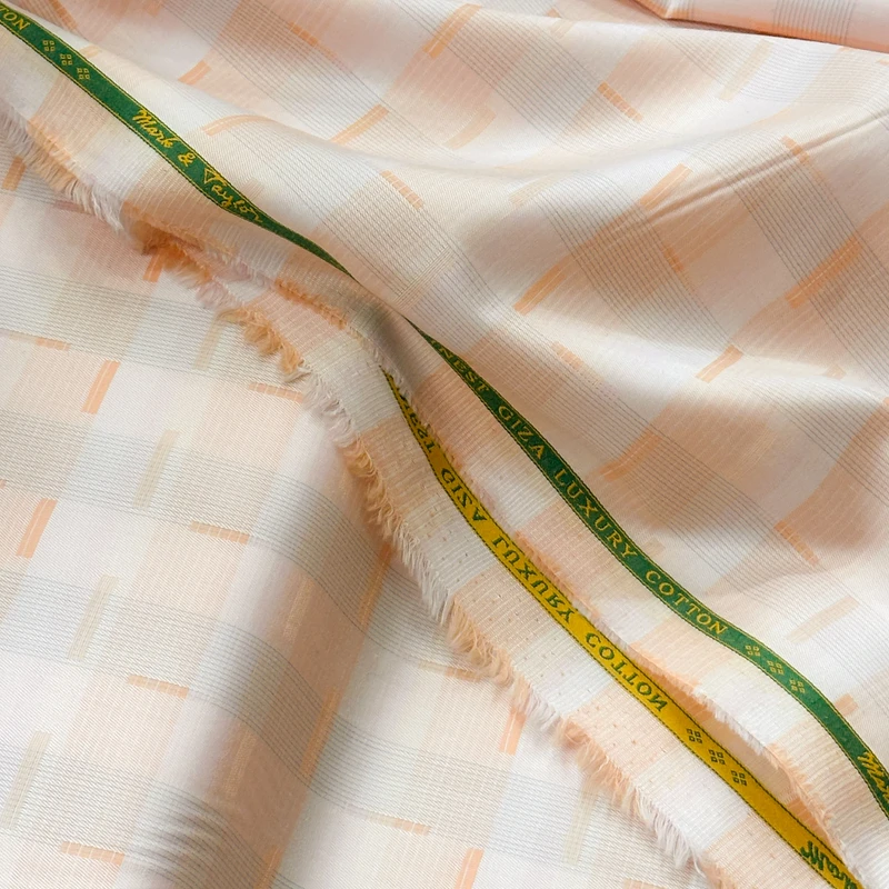 Mark and Taylor Premium Giza Cotton Shirting Fabric (BrightPeachColour)