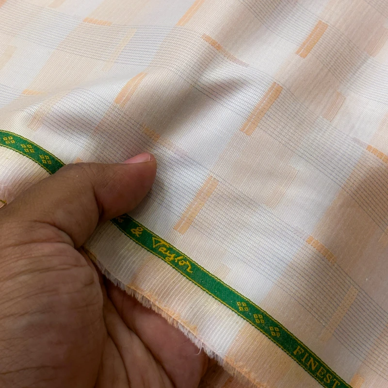 Mark and Taylor Premium Giza Cotton Shirting Fabric (BrightPeachColour)