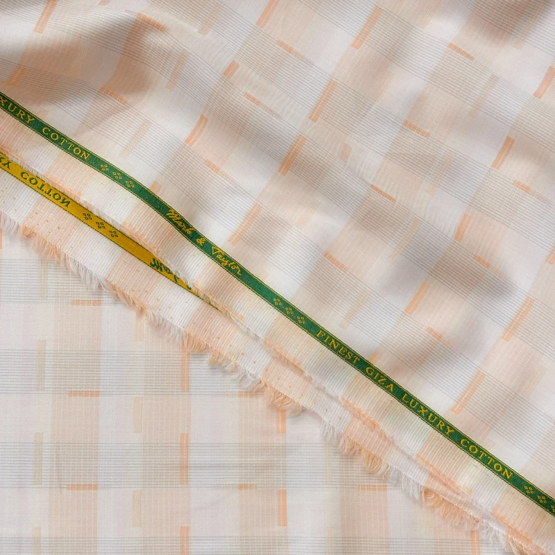 Mark and Taylor Premium Giza Cotton Shirting Fabric (BrightPeachColour) - Image 4