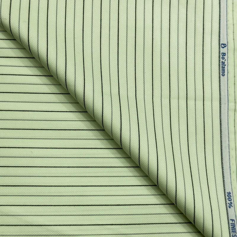 Bo'Alamo Premium Stripe Shirting Fabrics Giza Cotton (Light Lime)