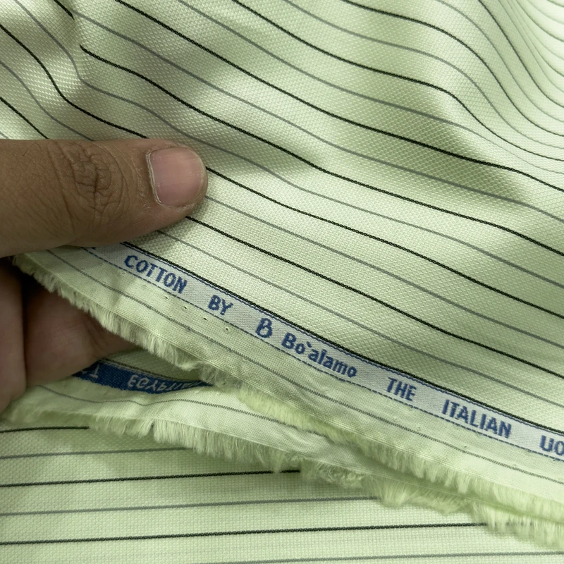 Bo'Alamo Premium Stripe Shirting Fabrics Giza Cotton (Light Lime)