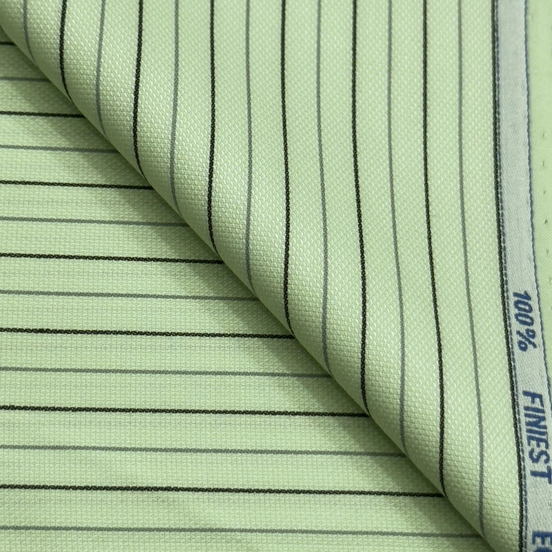 Bo'Alamo Premium Stripe Shirting Fabrics Giza Cotton (Light Lime) - Image 3