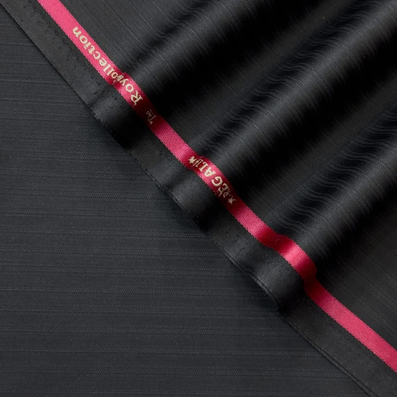 Arvind Regalia Premium Suiting Stripe TRV (Pure Black)