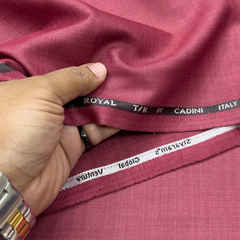 Siyaram's Cadini Italy Royal TR Suiting Fabrics (Vivid Reddish Burgundy)