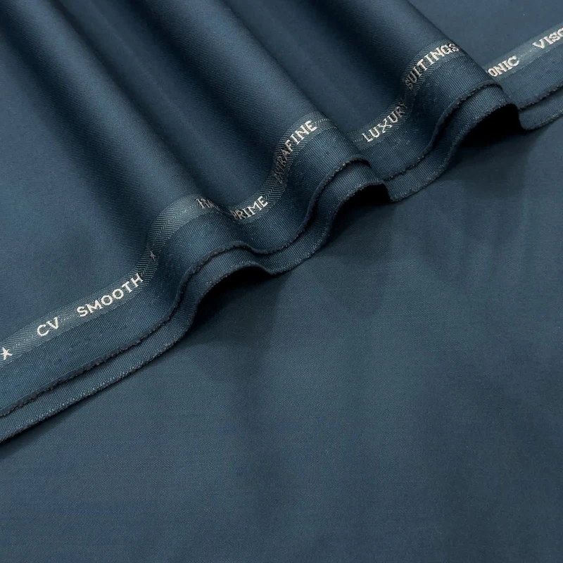 Italy Prime Cationic Viscose Luxury Suiting Fabrics (Sea Blue)