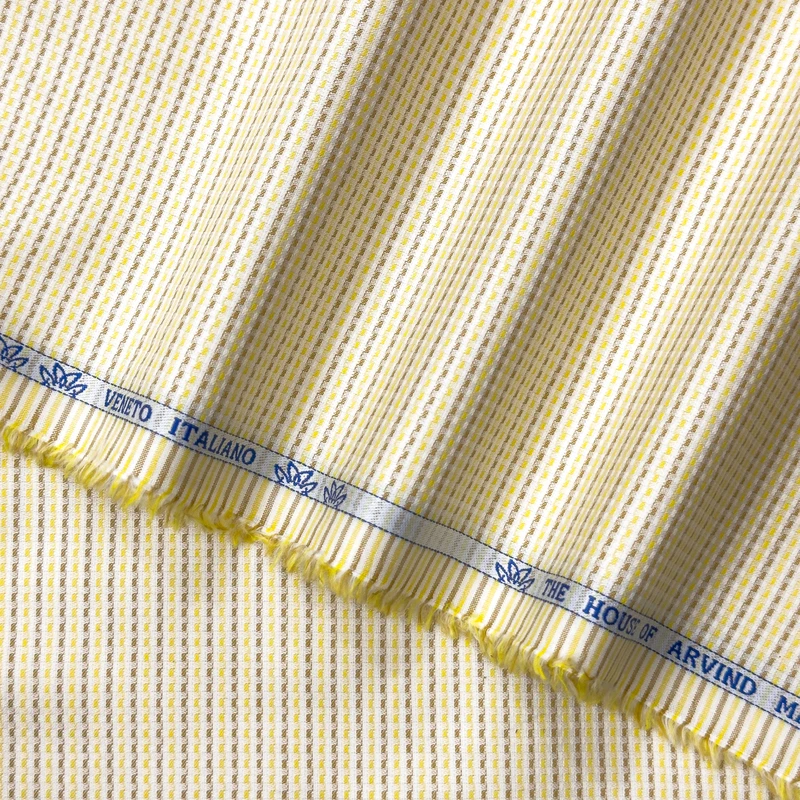 Mafatlal Arvind Premium Cotton Shirting PinCheck (Cream Color) - Image 3