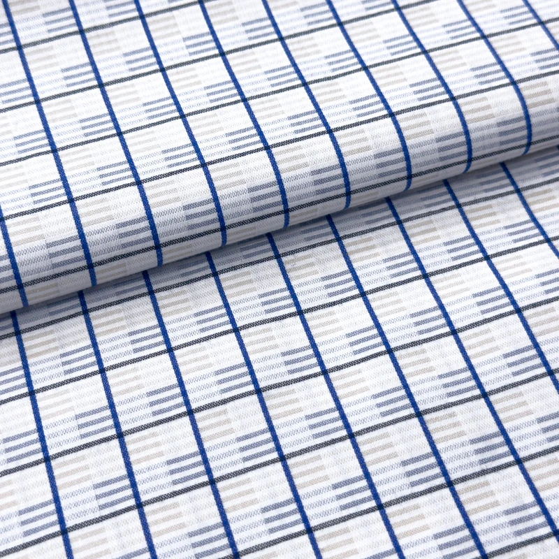 Giza Cotton Formal Check Shirting (White)