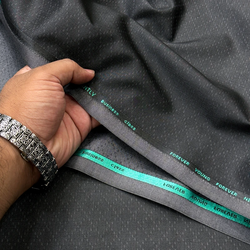 Bently Business Class 2PC Complete Suit Self Jacquard Design Party Wear Premium Dual Tone Suiting Fabrics (Deep Ash)