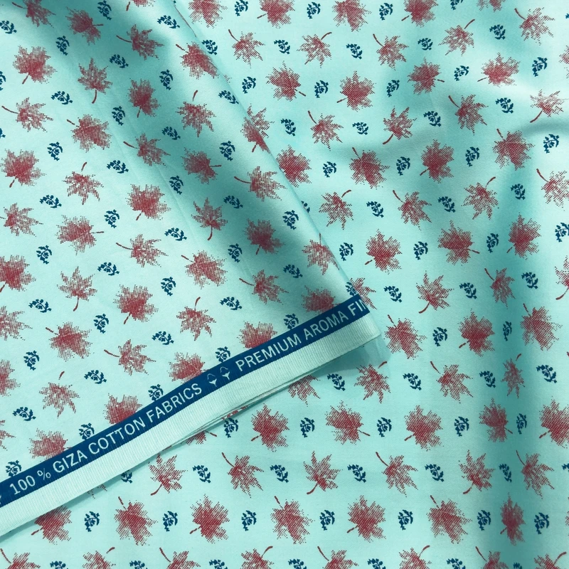 Indian Digital Print Cotton Shirting Fabrics (AquaBlue)