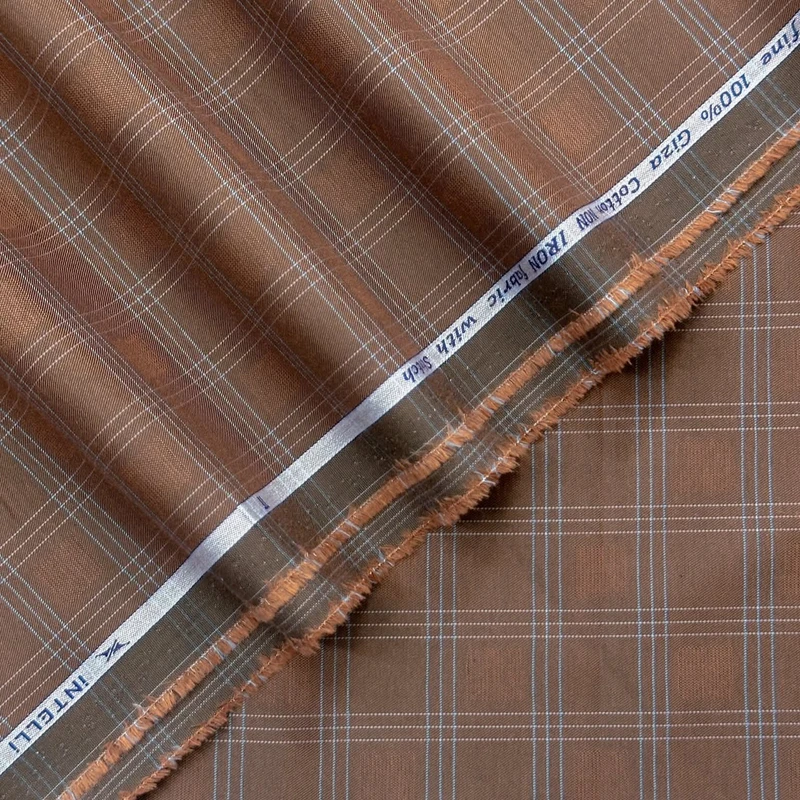 Arvind Intelli Fabrix Premium Wrinkle Resistant Stretchable Shirting Fabrics (Copper)
