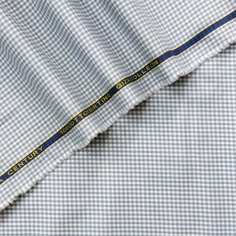 Birla Century Premium A Grade Giza Cotton Shirting Fabrics Mini Check Gingham (Grey)
