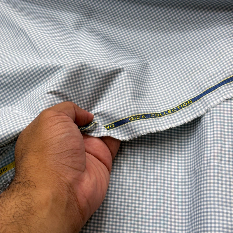 Birla Century Premium A Grade Giza Cotton Shirting Fabrics Mini Check Gingham (Grey)