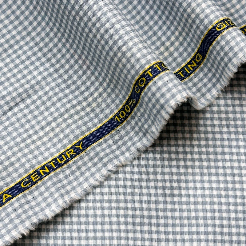 Birla Century Premium A Grade Giza Cotton Shirting Fabrics Mini Check Gingham (Grey) - Image 4