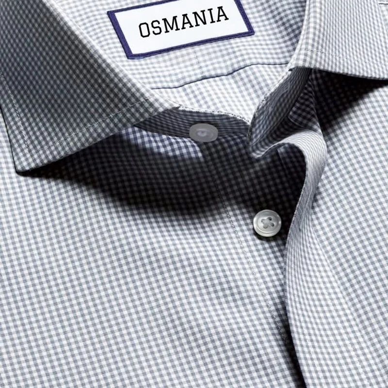 Birla Century Premium A Grade Giza Cotton Shirting Fabrics Mini Check Gingham (Grey) - Image 3