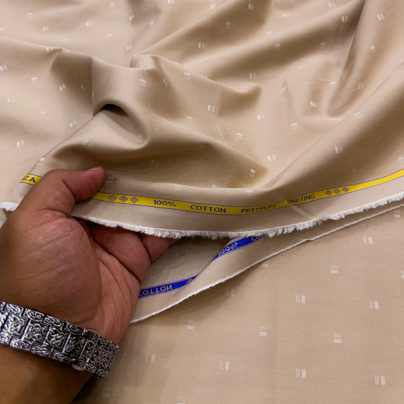 Treviso by Luthai Premium Giza Cotton Shirting Fabrics (Beige) - Image 3