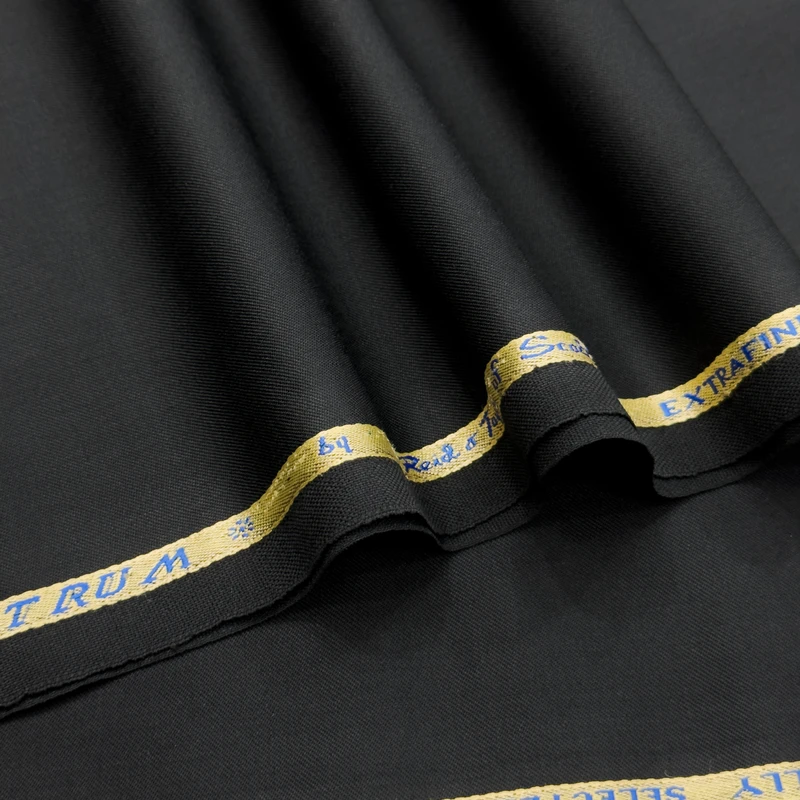 Reid & Taylor Of Scotland Super 90s Merino Wool 2pc Suit(Blazer&Pant- Jet Black-3.25 Yards)