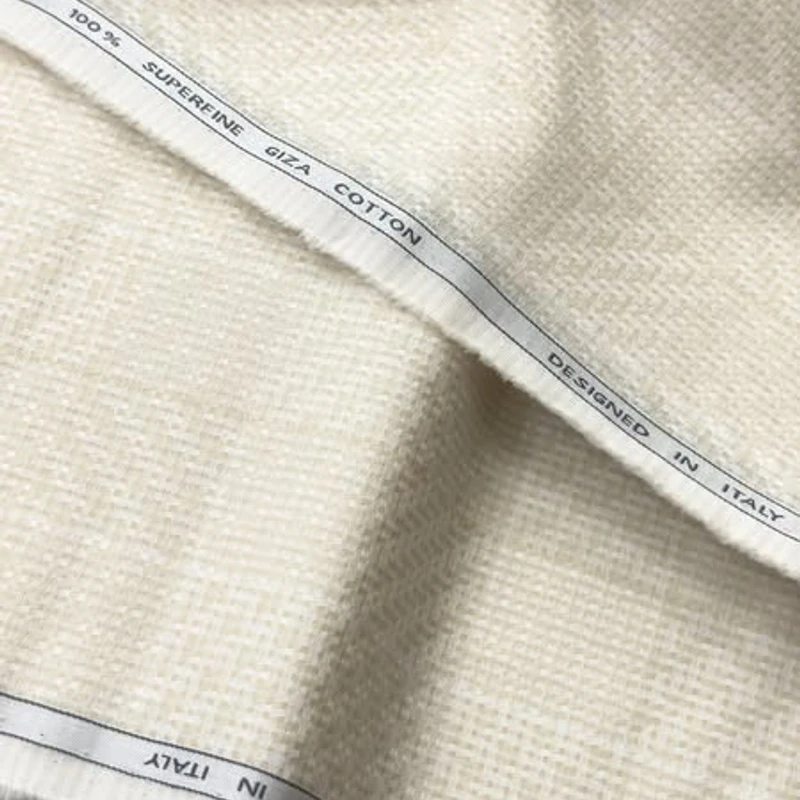 Tessitura Monti Italy Luxury Shirting Fabrics (Off White-Knitt Design)