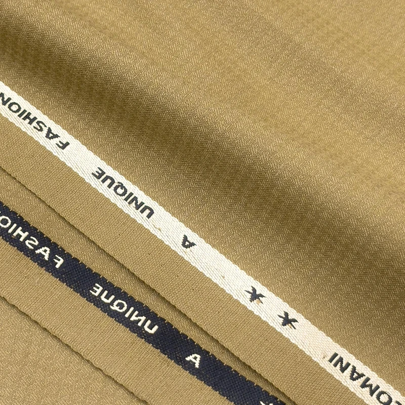 Gloria Italy Premium Suiting Fabrics Houndstooth Pattern (Golden Khaki) - Image 4
