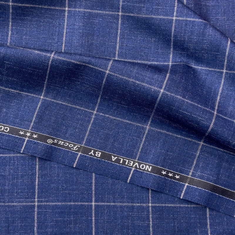 Focus Wool Touch UAE Soft & Pliable Fabrics Blue Wide Check