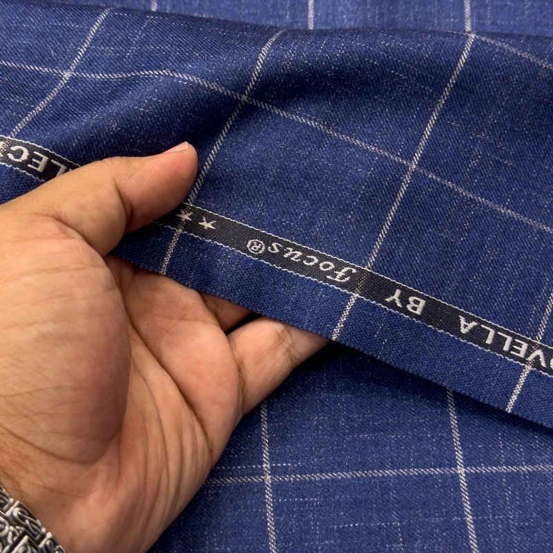 Focus Wool Touch UAE Soft & Pliable Fabrics Blue Wide Check