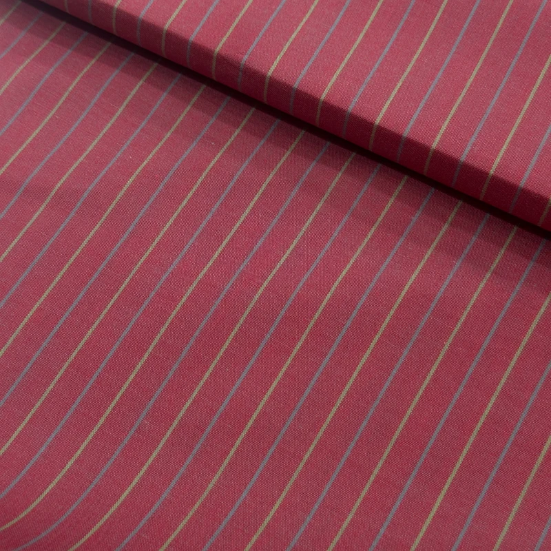 Thai Cotton Shirting Stripe Cherry Red