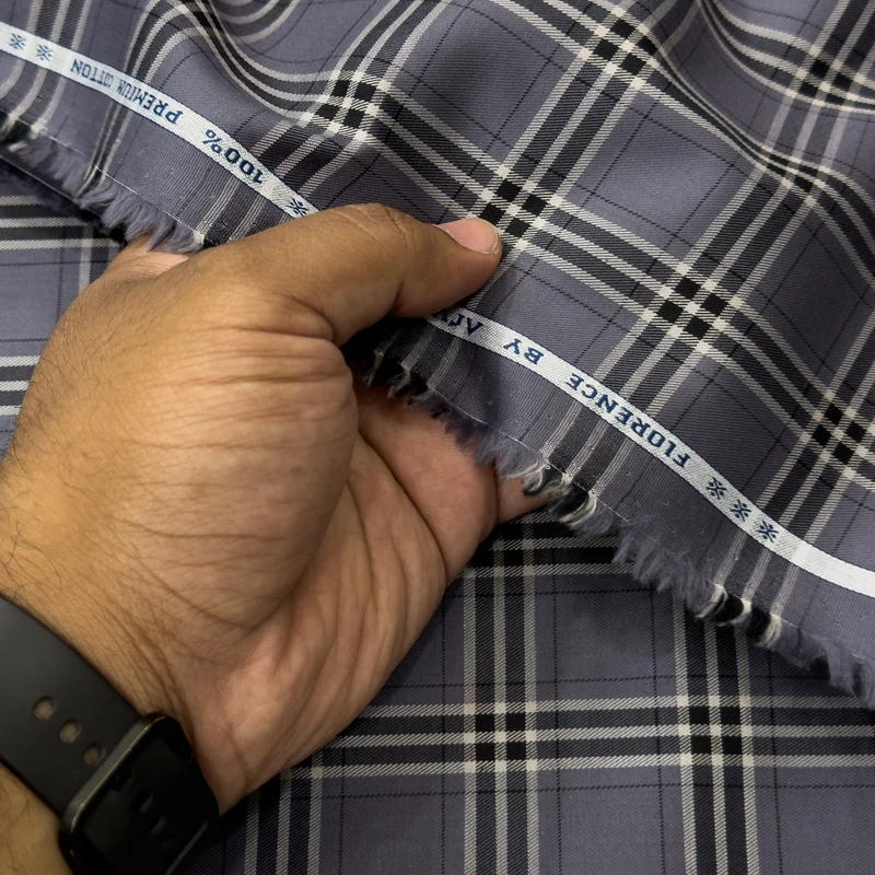 Arvind Florence Cotton Super Comfortable Grey Check Casual Shirting Fabrics
