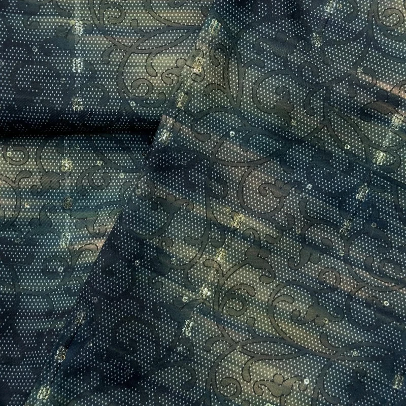 Indian Premium Cotton Sequin HandWork Panjabi Fabric(Greenish Deep)