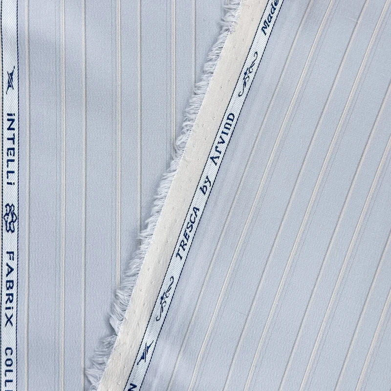 Arvind Intelli Fabrix Premium Wrinkle Resistant Stretchable Shirting Fabrics (Light Steel Blue)