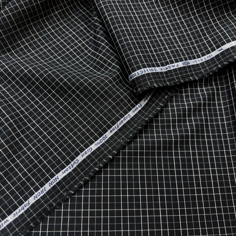 Arvind Intelligent Fabrics Stretchable Wrinkle Resistant Shirting High End Cotton Shirting (Black Check)