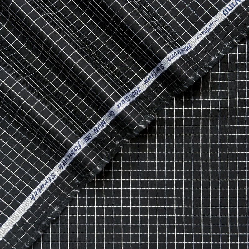 Arvind Intelligent Fabrics Stretchable Wrinkle Resistant Shirting High End Cotton Shirting (Black Check) - Image 4
